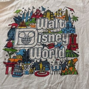 Disney White Tee with Multicolor Park Icons
